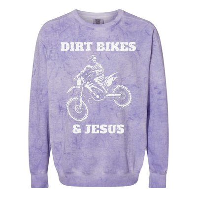 Funny Jesus Christ Dirtbike Motorcross Motocross Dirt Bike Colorblast Crewneck Sweatshirt