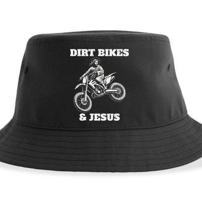 Funny Jesus Christ Dirtbike Motorcross Motocross Dirt Bike Sustainable Bucket Hat