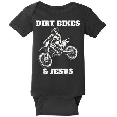 Funny Jesus Christ Dirtbike Motorcross Motocross Dirt Bike Baby Bodysuit