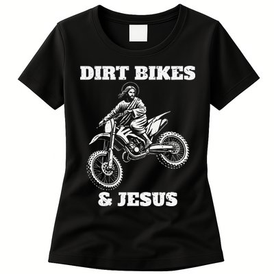 Funny Jesus Christ Dirtbike Motorcross Motocross Dirt Bike Womens T-Shirt