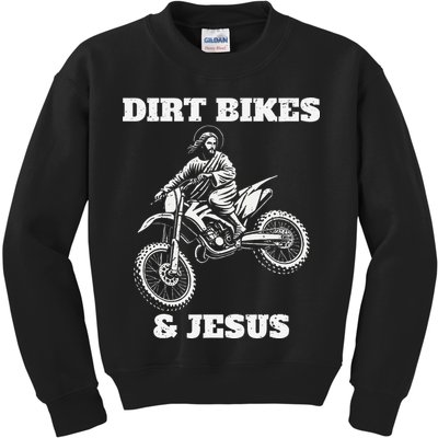 Funny Jesus Christ Dirtbike Motorcross Motocross Dirt Bike Kids Sweatshirt