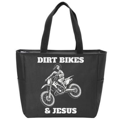 Funny Jesus Christ Dirtbike Motorcross Motocross Dirt Bike Zip Tote Bag