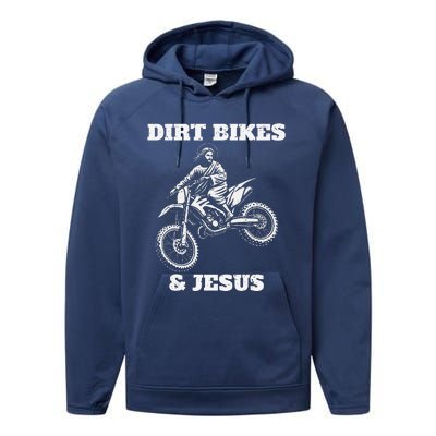 Funny Jesus Christ Dirtbike Motorcross Motocross Dirt Bike Performance Fleece Hoodie