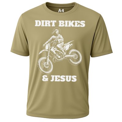 Funny Jesus Christ Dirtbike Motorcross Motocross Dirt Bike Cooling Performance Crew T-Shirt