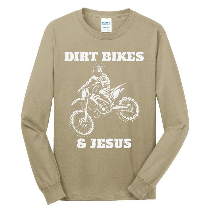 Funny Jesus Christ Dirtbike Motorcross Motocross Dirt Bike Tall Long Sleeve T-Shirt