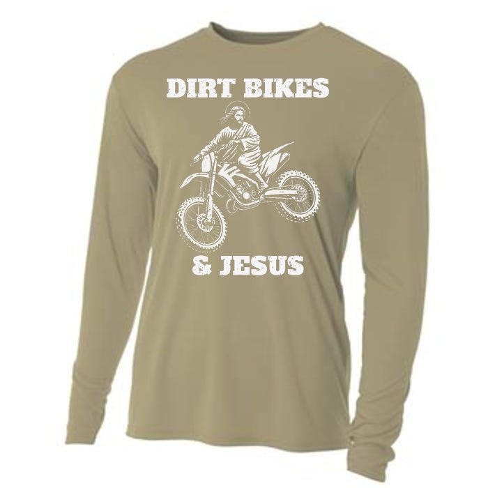 Funny Jesus Christ Dirtbike Motorcross Motocross Dirt Bike Cooling Performance Long Sleeve Crew