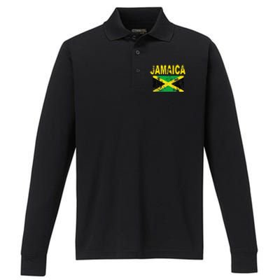 Flag Jamaica Cool Jamaican Flags Women Gift Performance Long Sleeve Polo