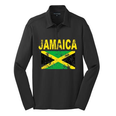 Flag Jamaica Cool Jamaican Flags Women Gift Silk Touch Performance Long Sleeve Polo