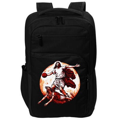 Funny Jesus Crossing Up The Devil Christian Basketball Lover Impact Tech Backpack