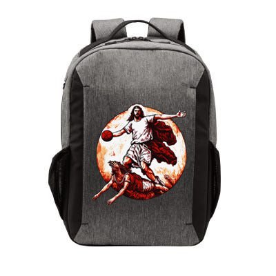 Funny Jesus Crossing Up The Devil Christian Basketball Lover Vector Backpack