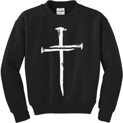 Funny Jesus Cross Three Nails Christian Vintage Gift Kids Sweatshirt
