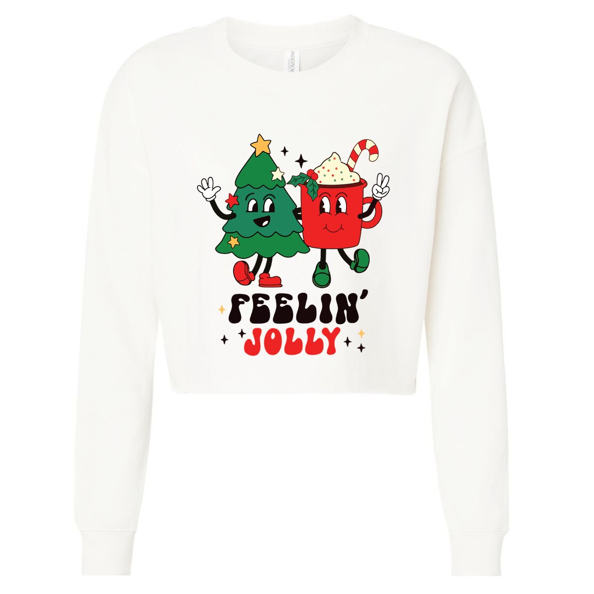 Feelin Jolly Christmas Cropped Pullover Crew