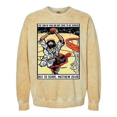 Funny Jesus Christian Playing Basketball Gift For Boy Colorblast Crewneck Sweatshirt