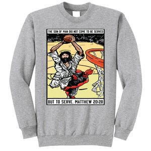 Funny Jesus Christian Playing Basketball Gift For Boy Tall Sweatshirt