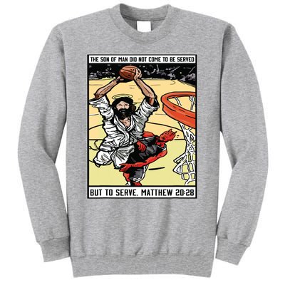 Funny Jesus Christian Playing Basketball Gift For Boy Tall Sweatshirt