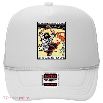 Funny Jesus Christian Playing Basketball Gift For Boy High Crown Mesh Back Trucker Hat