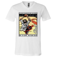 Funny Jesus Christian Playing Basketball Gift For Boy V-Neck T-Shirt