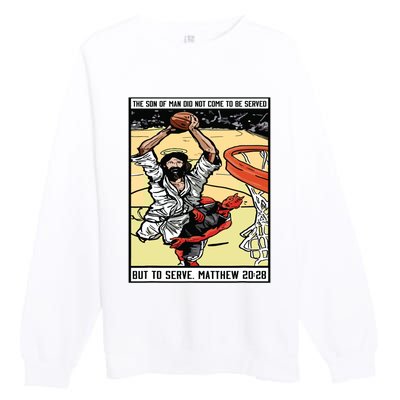 Funny Jesus Christian Playing Basketball Gift For Boy Premium Crewneck Sweatshirt