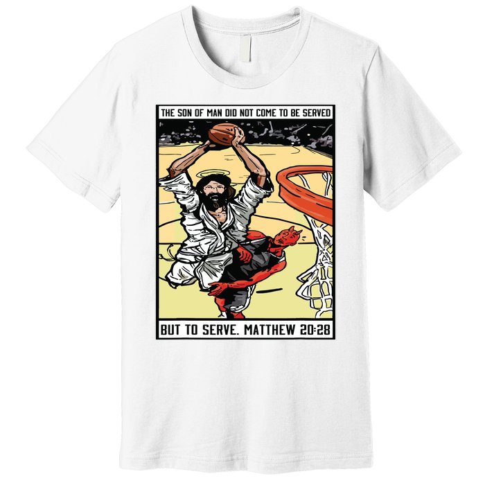 Funny Jesus Christian Playing Basketball Gift For Boy Premium T-Shirt