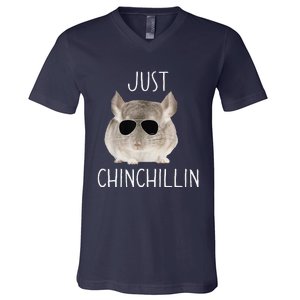 Funny Just Chinchillin Chinchilla Bro Relaxing Chillin V-Neck T-Shirt