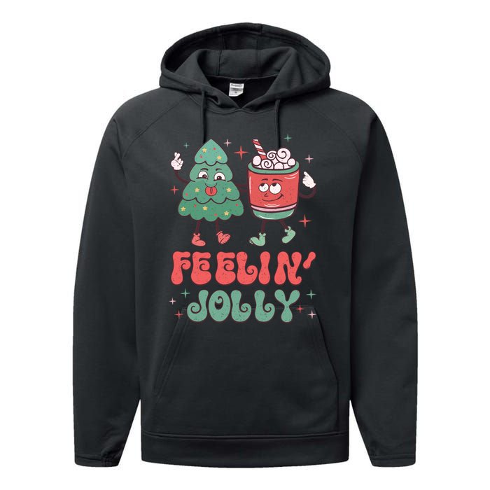 Feelin Jolly Christmas Graphic Performance Fleece Hoodie