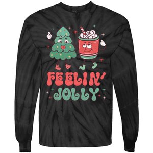 Feelin Jolly Christmas Graphic Tie-Dye Long Sleeve Shirt