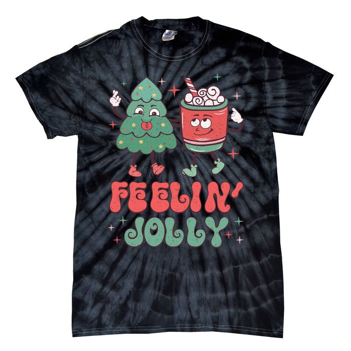 Feelin Jolly Christmas Graphic Tie-Dye T-Shirt