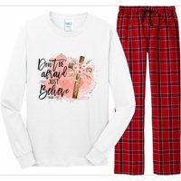 Floral Jesus Cross Don't Be Afraid Just Believe Christian Long Sleeve Pajama Set