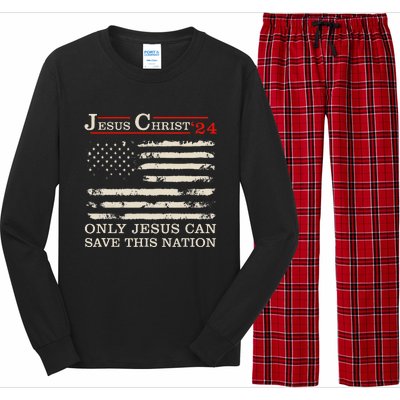 Funny Jesus Christ 24 Only Jesus Can Save This Nation Long Sleeve Pajama Set