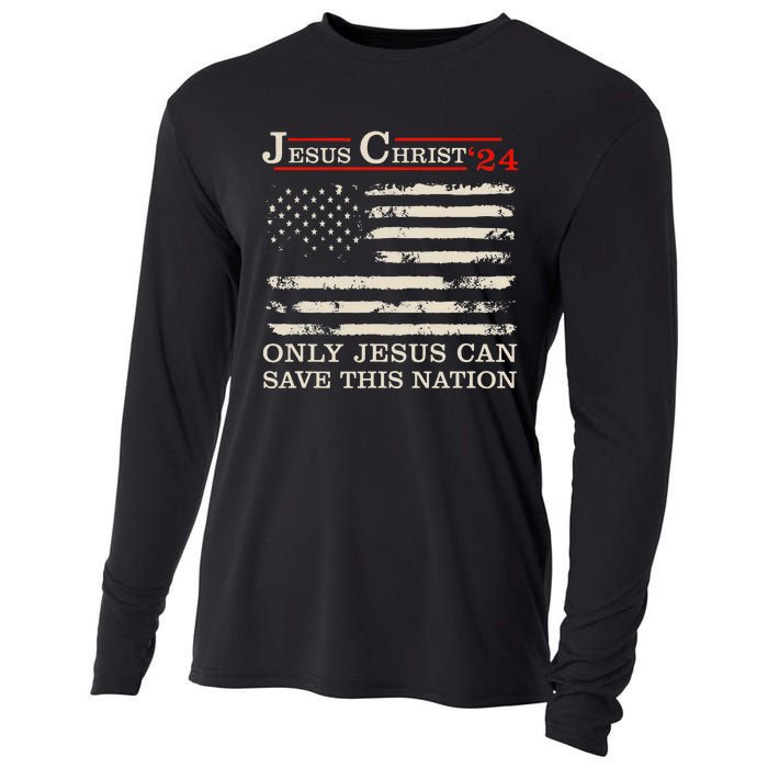 Funny Jesus Christ 24 Only Jesus Can Save This Nation Cooling Performance Long Sleeve Crew