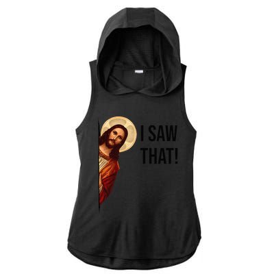 Funny Jesus Christ I Saw That Meme Religious Cool Retro God Ladies PosiCharge Tri-Blend Wicking Draft Hoodie Tank