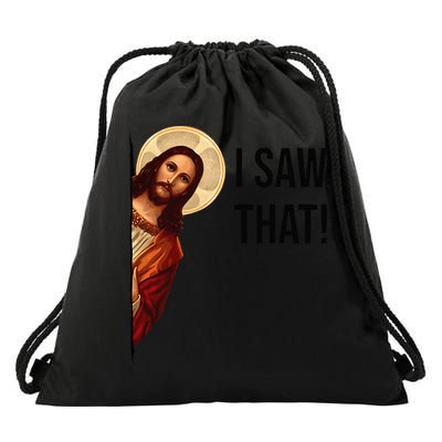 Funny Jesus Christ I Saw That Meme Religious Cool Retro God Drawstring Bag