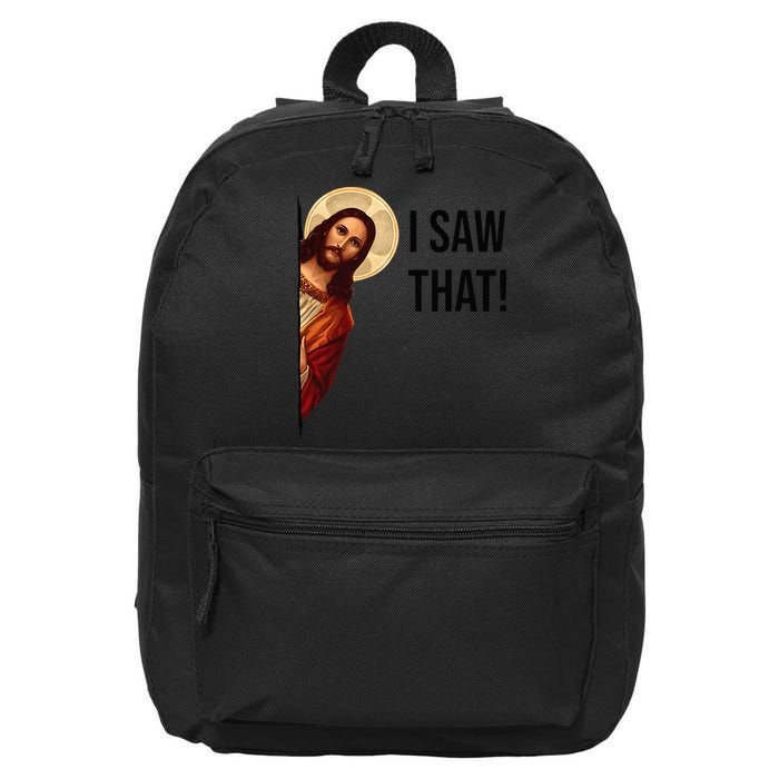 Funny Jesus Christ I Saw That Meme Religious Cool Retro God 16 in Basic Backpack