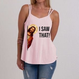 Funny Jesus Christ I Saw That Meme Religious Cool Retro God Women's Strappy Tank