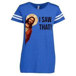 Funny Jesus Christ I Saw That Meme Religious Cool Retro God Enza Ladies Jersey Football T-Shirt