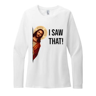 Funny Jesus Christ I Saw That Meme Religious Cool Retro God Womens CVC Long Sleeve Shirt