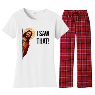 Funny Jesus Christ I Saw That Meme Religious Cool Retro God Women's Flannel Pajama Set