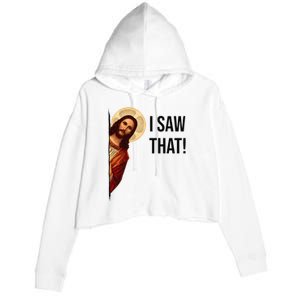 Funny Jesus Christ I Saw That Meme Religious Cool Retro God Crop Fleece Hoodie