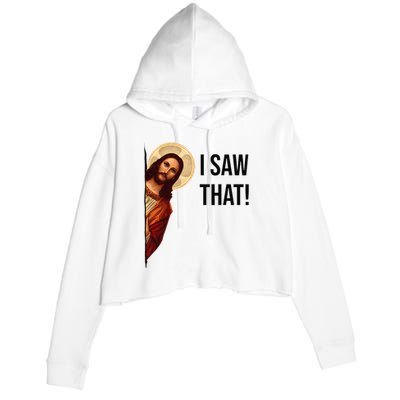 Funny Jesus Christ I Saw That Meme Religious Cool Retro God Crop Fleece Hoodie