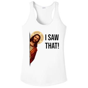 Funny Jesus Christ I Saw That Meme Religious Cool Retro God Ladies PosiCharge Competitor Racerback Tank