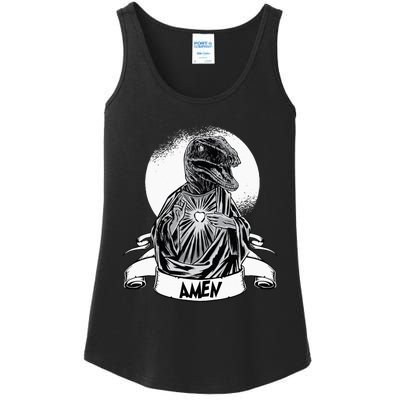 Funny Jesus Christ Parody Raptor Velociraptor Says Amen Ladies Essential Tank