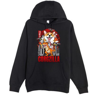 Funny Japanese Corgzilla Unicorn Funny Dog Corgi Lovers Great Gift Premium Pullover Hoodie