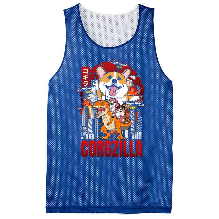 Funny Japanese Corgzilla Unicorn Funny Dog Corgi Lovers Great Gift Mesh Reversible Basketball Jersey Tank