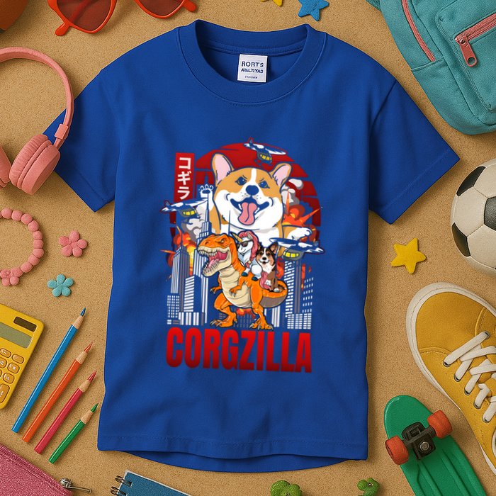 Funny Japanese Corgzilla Unicorn Funny Dog Corgi Lovers Great Gift Kids T-Shirt