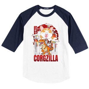 Funny Japanese Corgzilla Unicorn Funny Dog Corgi Lovers Great Gift Baseball Sleeve Shirt