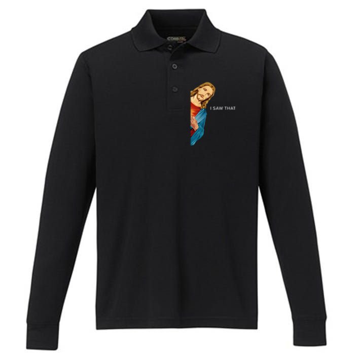 Funny Jesus Christian I Saw That Performance Long Sleeve Polo