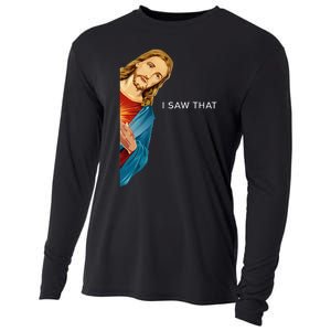 Funny Jesus Christian I Saw That Cooling Performance Long Sleeve Crew