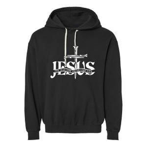 Floral Jesus Cross Don't Be Afraid Just Believe Garment-Dyed Fleece Hoodie