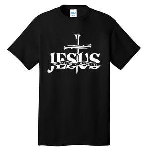 Floral Jesus Cross Don't Be Afraid Just Believe Tall T-Shirt