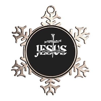 Floral Jesus Cross Don't Be Afraid Just Believe Metallic Star Ornament